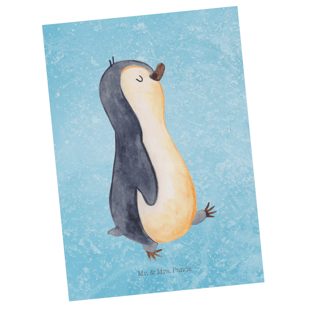 Postkarte Pinguin marschierend Geschenkkarte, Grußkarte, Karte, Einladung, Ansichtskarte, Geburtstagskarte, Einladungskarte, Dankeskarte, Pinguin, Pinguine, Frühaufsteher, Langschläfer, Bruder, Schwester, Familie