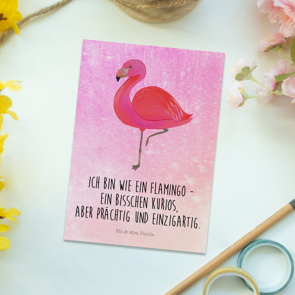 Postkarte Flamingo classic Geschenkkarte, Grußkarte, Karte, Einladung, Ansichtskarte, Geburtstagskarte, Einladungskarte, Dankeskarte, Flamingo, Einzigartig, Selbstliebe, Stolz, ich, für mich, Spruch, Freundin, Freundinnen, Außenseiter, Sohn, Tochter, Geschwister