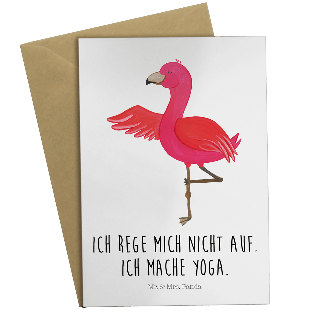 Grußkarte Flamingo Yoga Klappkarte, Einladungskarte, Glückwunschkarte, Hochzeitskarte, Geburtstagskarte, Karte, Flamingo, Vogel, Yoga, Namaste, Achtsamkeit, Yoga-Übung, Entspannung, Ärger, Aufregen, Tiefenentspannung