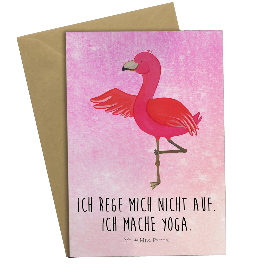 Grußkarte Flamingo Yoga Klappkarte, Einladungskarte, Glückwunschkarte, Hochzeitskarte, Geburtstagskarte, Karte, Flamingo, Vogel, Yoga, Namaste, Achtsamkeit, Yoga-Übung, Entspannung, Ärger, Aufregen, Tiefenentspannung