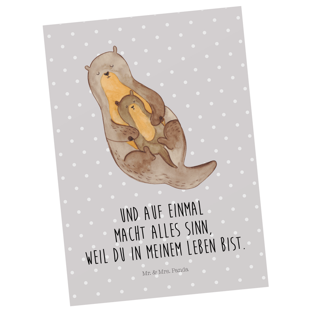 Postkarte Otter mit Kind Geschenkkarte, Grußkarte, Karte, Einladung, Ansichtskarte, Geburtstagskarte, Einladungskarte, Dankeskarte, Otter, Fischotter, Seeotter, Otter Seeotter See Otter