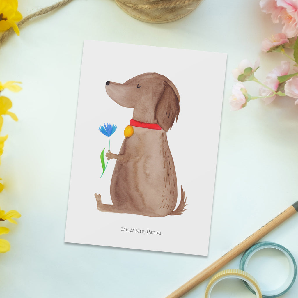 Postkarte Hund Blume Geschenkkarte, Grußkarte, Karte, Einladung, Ansichtskarte, Geburtstagskarte, Einladungskarte, Dankeskarte, Hund, Hundemotiv, Haustier, Hunderasse, Tierliebhaber, Hundebesitzer, Sprüche, Hunde, Frauchen, Hundeliebe