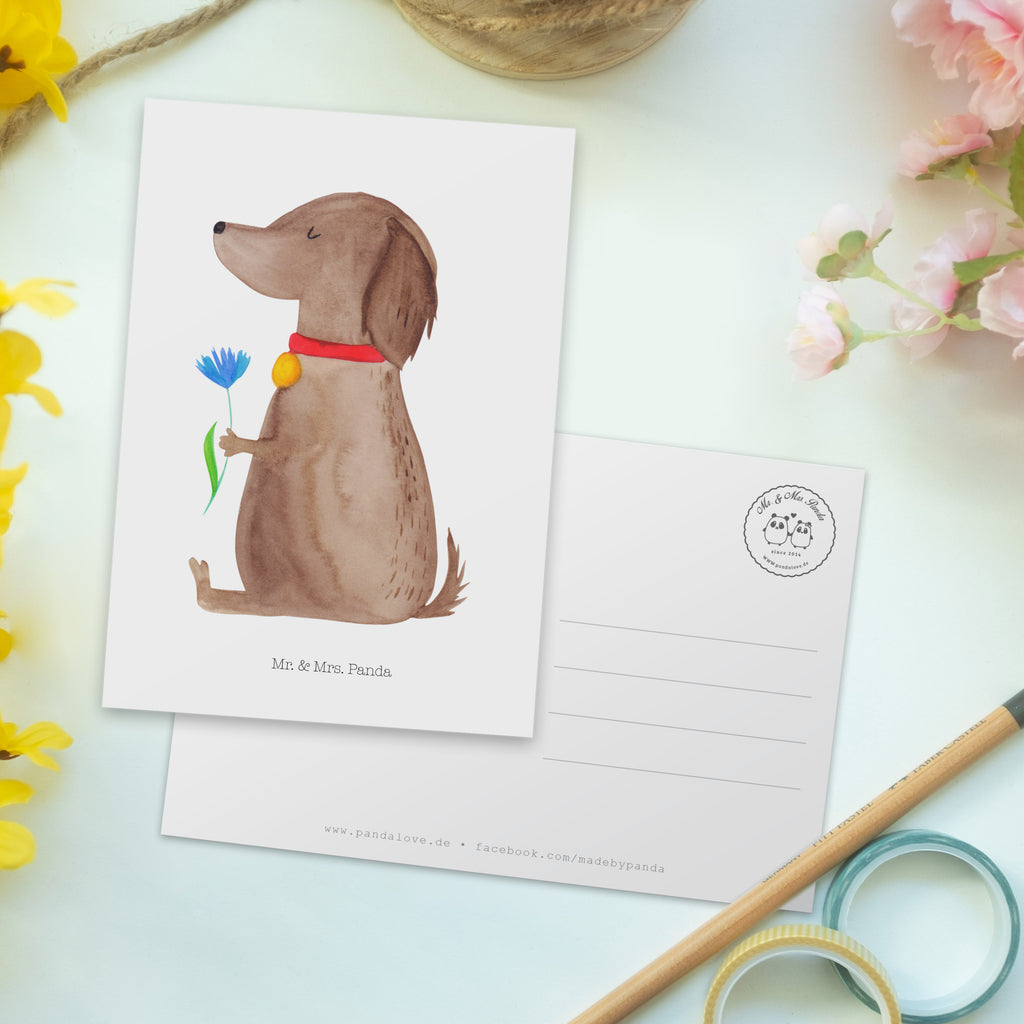 Postkarte Hund Blume Geschenkkarte, Grußkarte, Karte, Einladung, Ansichtskarte, Geburtstagskarte, Einladungskarte, Dankeskarte, Hund, Hundemotiv, Haustier, Hunderasse, Tierliebhaber, Hundebesitzer, Sprüche, Hunde, Frauchen, Hundeliebe
