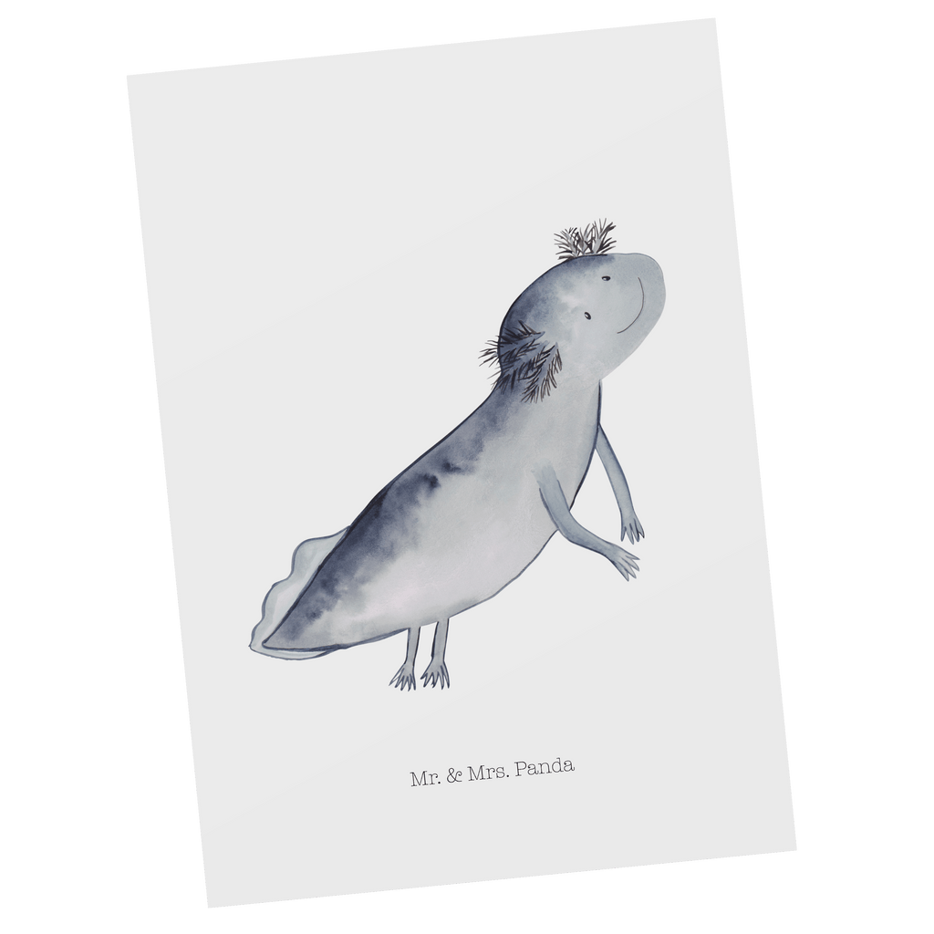 Postkarte Axolotl schwimmt Geschenkkarte, Grußkarte, Karte, Einladung, Ansichtskarte, Geburtstagskarte, Einladungskarte, Dankeskarte, Axolotl, Molch, Axolot, Schwanzlurch, Lurch, Lurche, Problem, Probleme, Lösungen, Motivation
