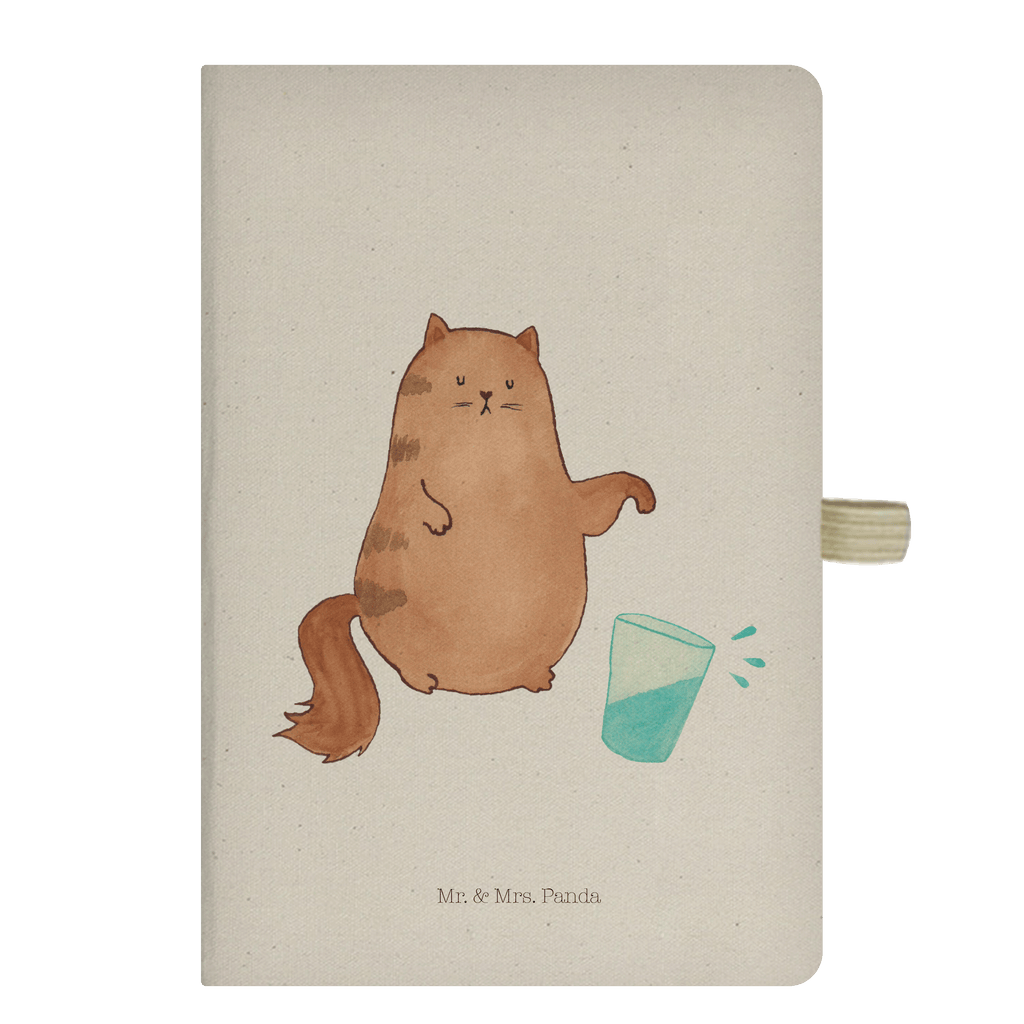 Baumwoll Notizbuch Katze Wasserglas