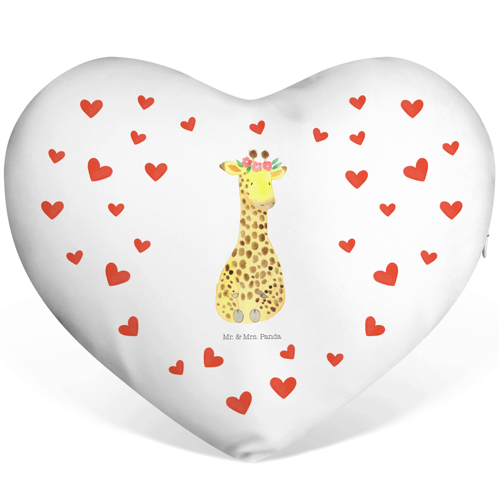 Herzkissen Giraffe Blumenkranz Kissen, Herzkissen, Herzform, Herz, Dekokissen, Afrika, Wildtiere, Giraffe, Blumenkranz, Abenteurer, Selbstliebe, Freundin