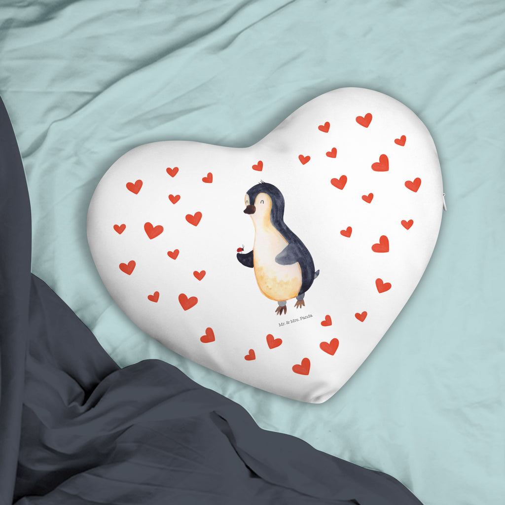 Herzkissen Pinguin Marienkäfer Kissen, Herzkissen, Herzform, Herz, Dekokissen, Pinguin, Pinguine, Marienkäfer, Liebe, Wunder, Glück, Freude, Lebensfreude