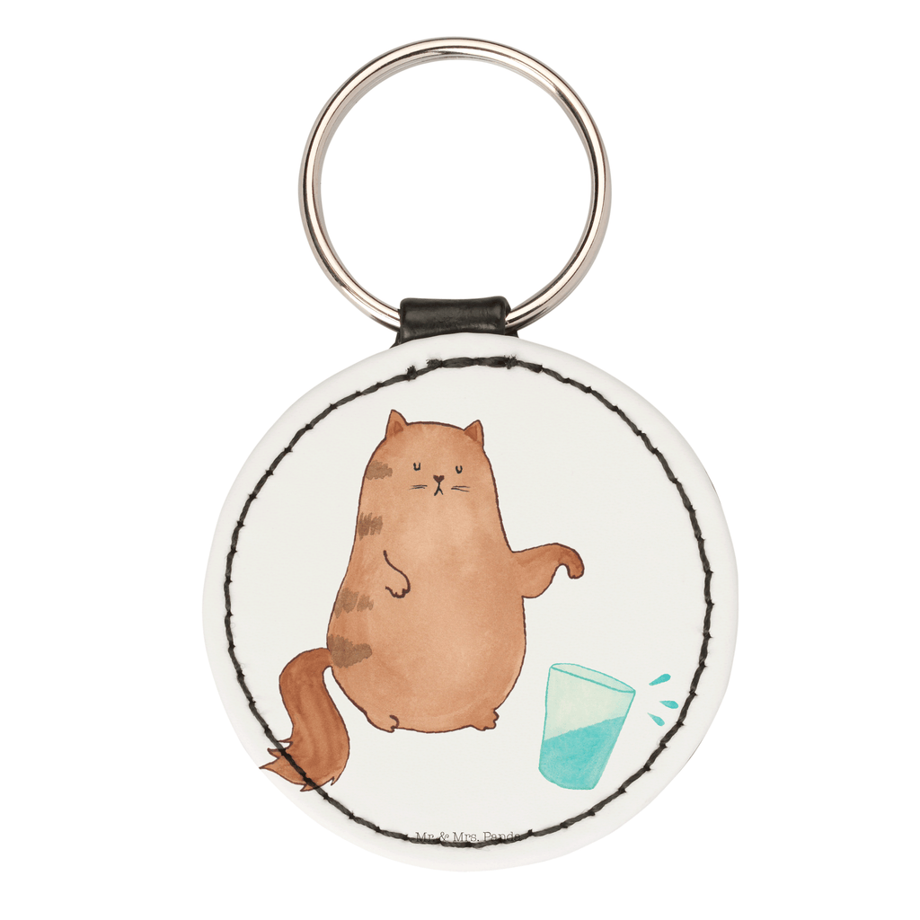 Rund Schlüsselanhänger Katze Wasserglas